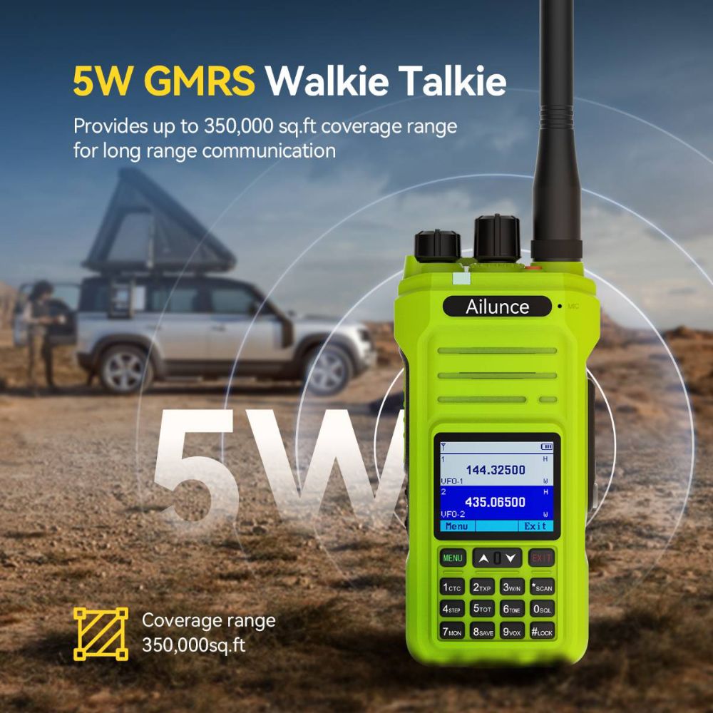 Ailunce HA1G 5W IP67 Rugged GMRS Radio with 256 Channels(Green)