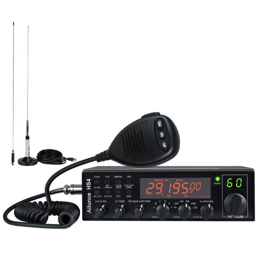 Retevis Ailunce HS4 10 Meter SSB Ham Radio AM/FM/PA/ Mobile HF Transceiver with Antenna