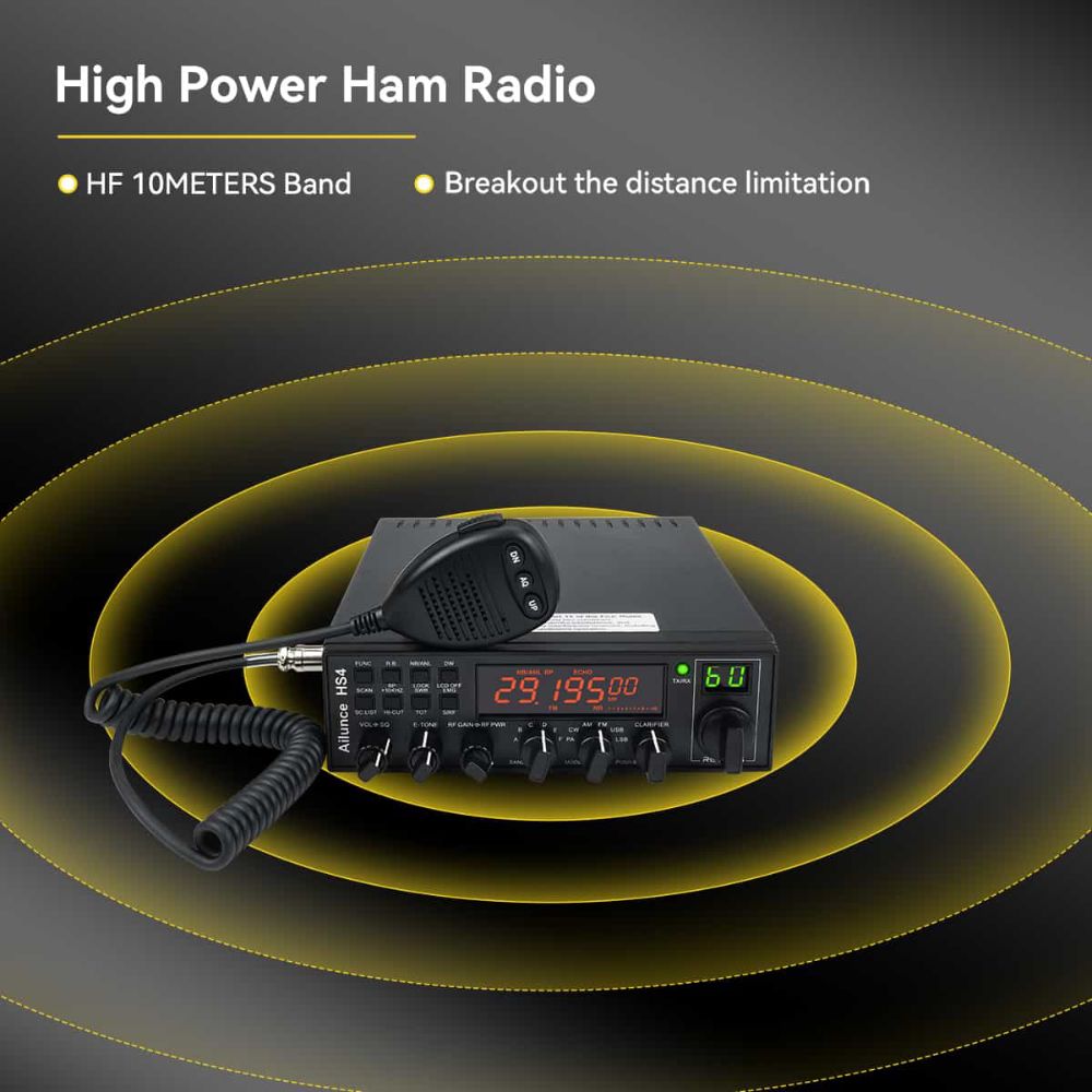 Ailunce HS4 10 Meter SSB Ham Radio AM/FM/PA/USB/LSB/CW Mobile Transceiver 